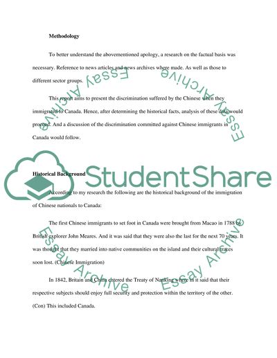 A paper on the slavery and discrimination throughout the history of Chinese Immigration in Canada