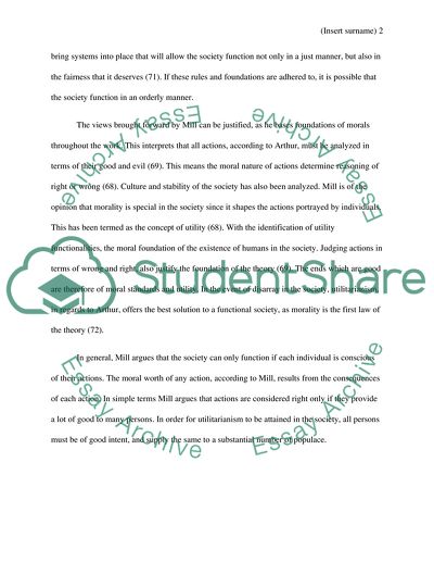Analysis of Mills Utilitarian Theory