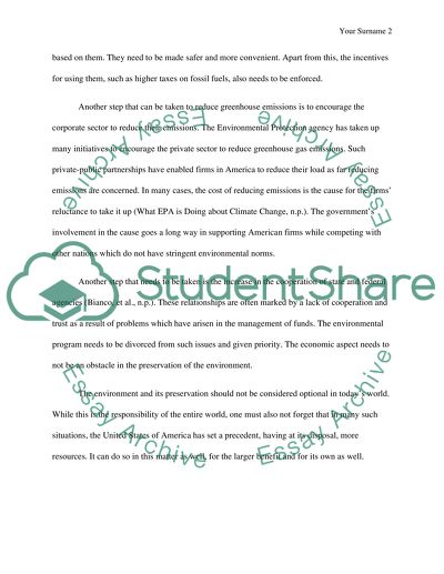 Reduction of Greenhouse Gas Emissions in the United States of America