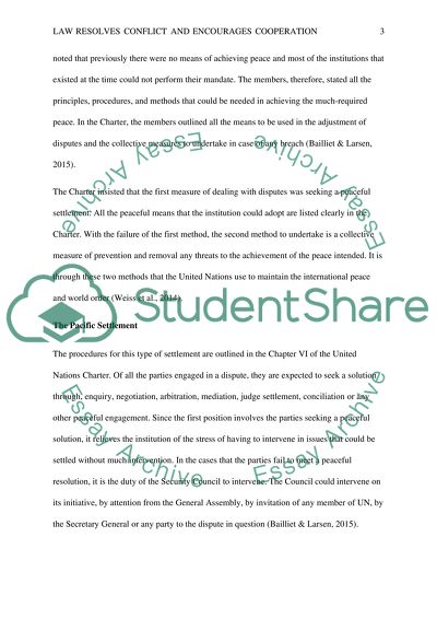 Law resolves conflict and encourages cooperation