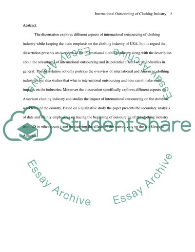 International Outsourcing of Clothing Industry