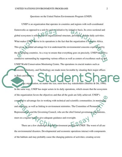 Discuss these questions for The United Nation Environments Program ( UNEP )