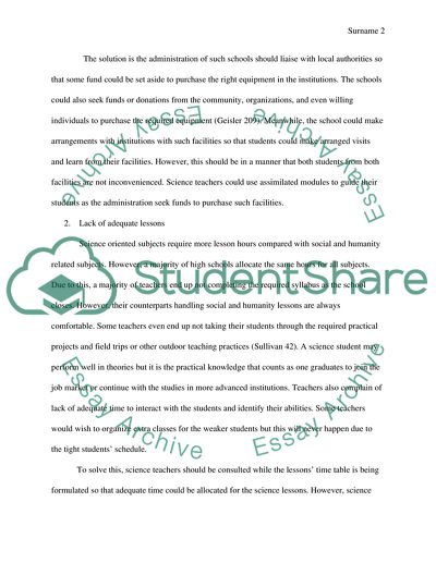 PROBLEMS FACING HIGH SCHOOL SCIENCE TEACHERS AND THEIR SOLUTIONS