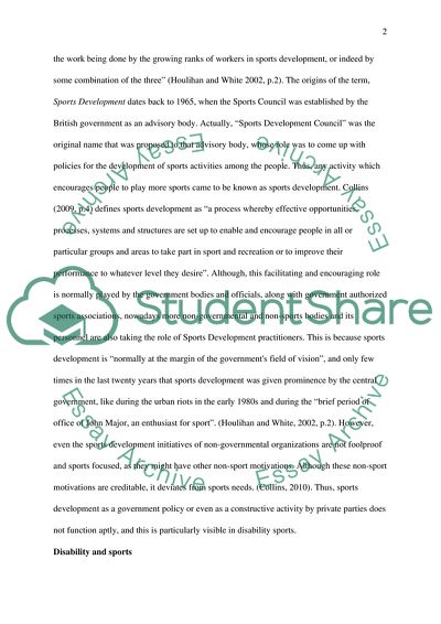 The Concept of Sports Development in Relation to Disabled Sports