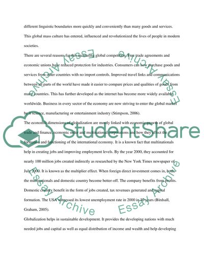 The various dimension of globalization