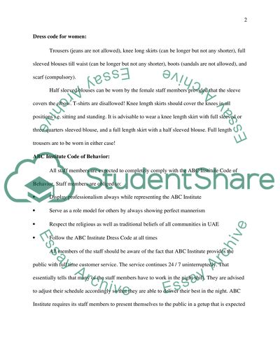 The Dress Code for ABC Institute