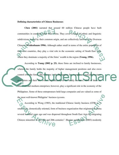 Emergence of Chinese Family Businesses in South East Asia