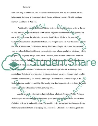 Christianity and the comparison of two professors viewpoints