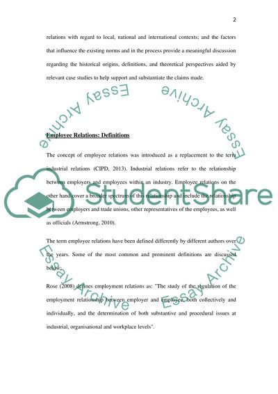 Employee Relations with Regard to Local, National, and International Contexts