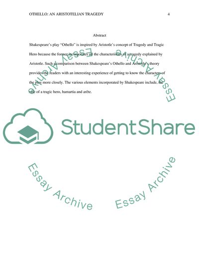 Othello: An Aristotelian Tragedy and a Tragic Hero