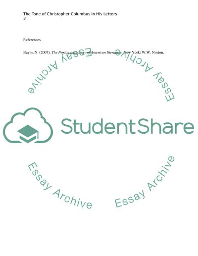 The Tone of Christopher Columbus in His Letter