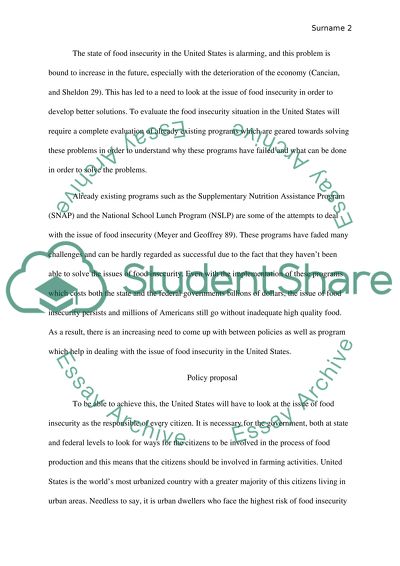 Poverty and Food Security in United States