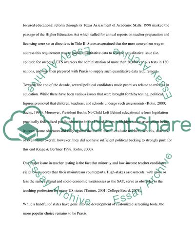 Teacher Readiness, Student Achievement and Praxis Scores