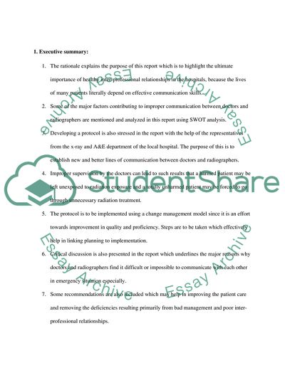 Communication between the X-Ray and the A&E Department