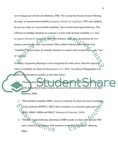 Genome Instability in Carcinogenesis