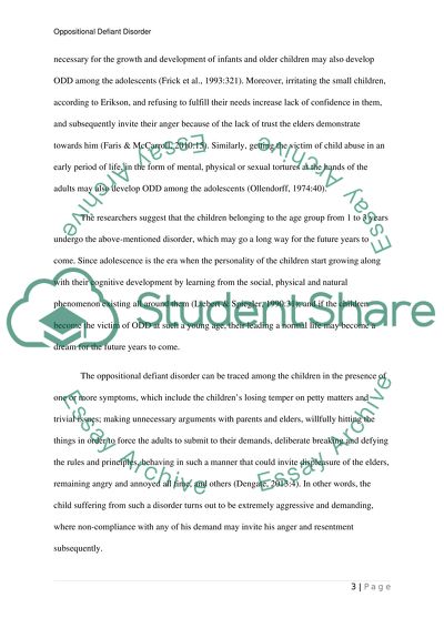 The Analysis of the Oppositional Defiant Disorder