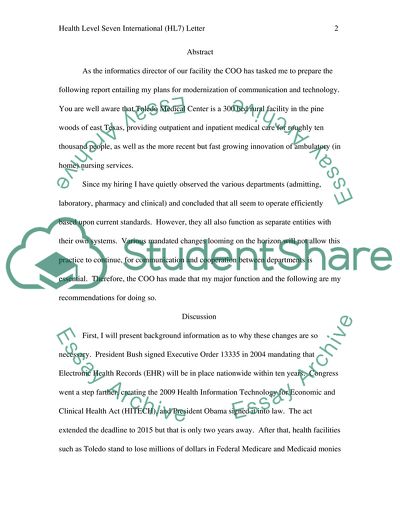 Health Level Seven International Letter