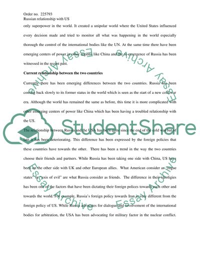 Russian Relationship with the US