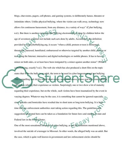 Final Project: Memo to the Attorney General : Cyber Bullying