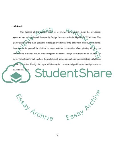 Investment Climat in Uzbekistan