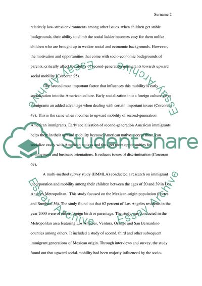 Upward Mobility of Second-Generation Immigrants