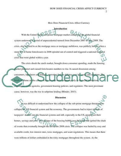 How does financial crisis affect currency