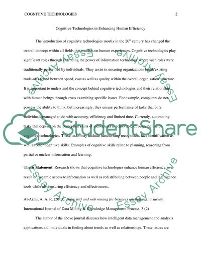 Cognitive Technologies in Enhancing Human Efficiency