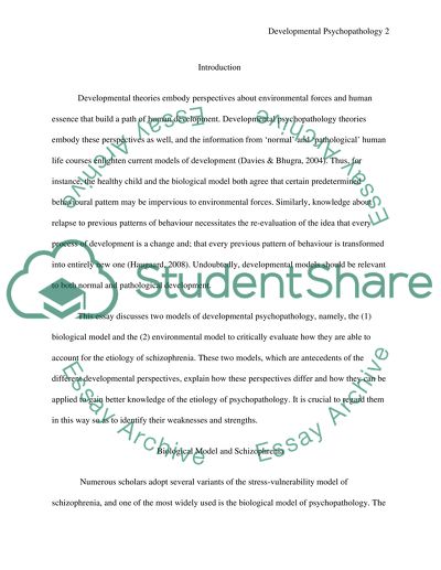 Biological and Environmental Models in Etiology of Schizophrenia