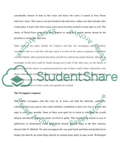 Water Gate Scandal and Frost Nixon