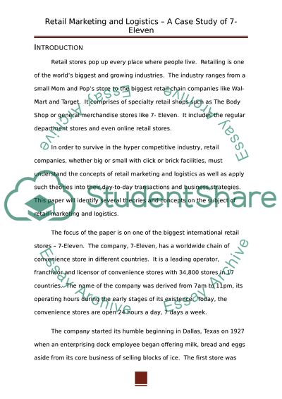 Retail Marketing and Logistics