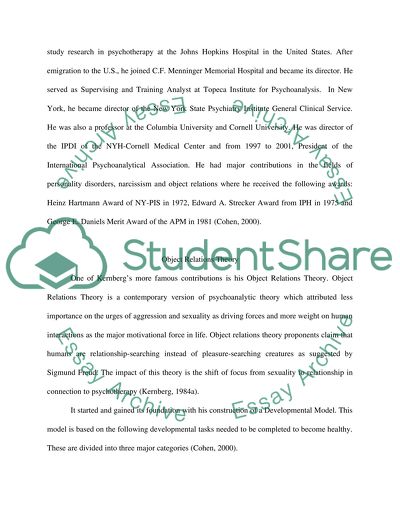 Otto F. Kernberg and His Theory