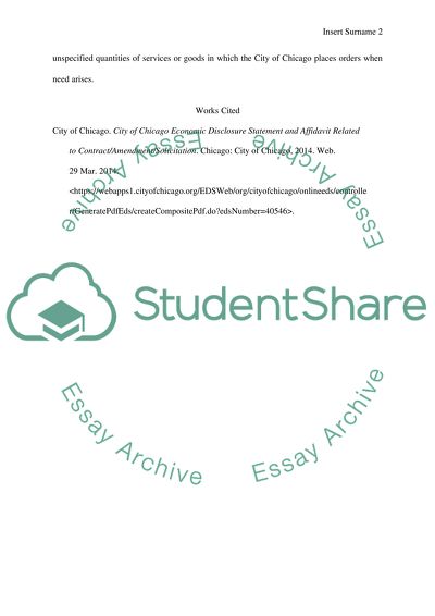 Identify a contract issued by the City of Chicago in 2013, briefly