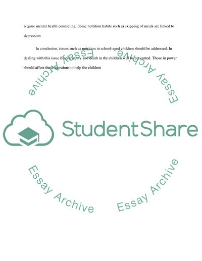 Nutrition in School-Aged Children