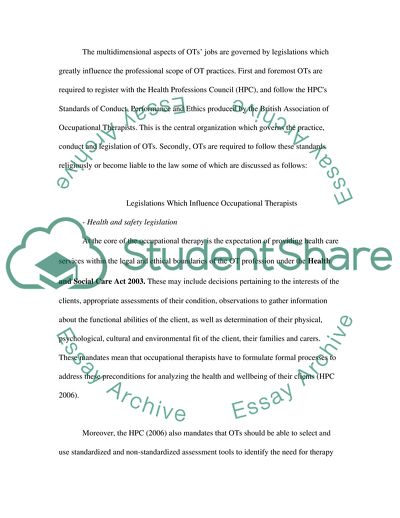 Legislations Influencing Occupational Therapists