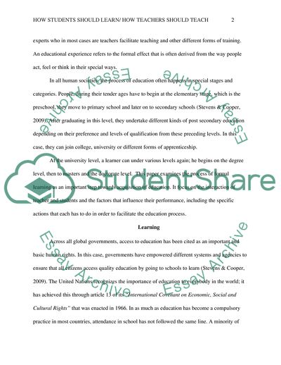 How Students Should Learn and How Teachers Should Teach
