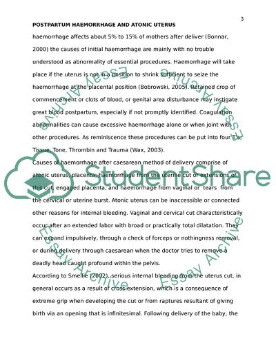 Postpartum Haemorrhage And Atonic Uterus