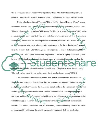 War as a Theme in Two Poems from World War I