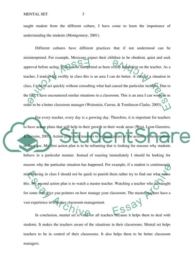 The Role of Mental Set in Classroom Management