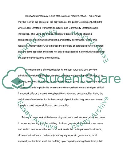 Key Components of Modernisation and Local Governance