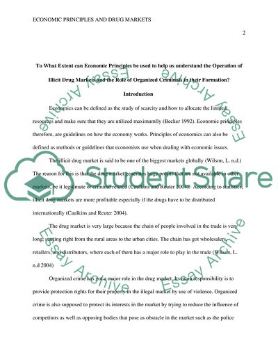 Economic Principles in Understand the Operation of Illicit Drug Markets