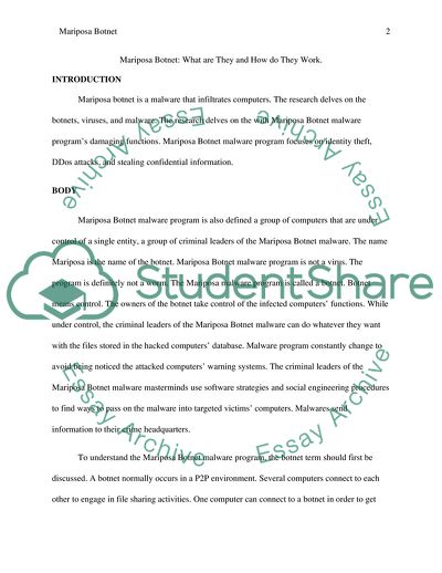 Mariposa Botnet and How It Works