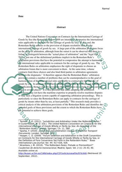 The Arbitration Provisions Introduced by the United Nations Conventions