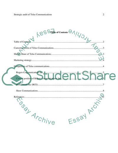 Strategic Audit of Telus Communications and Shaw Communications