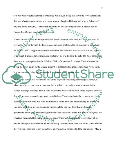 Influence of Greece Debt Crisis on Overall Balance of Payments in The EU