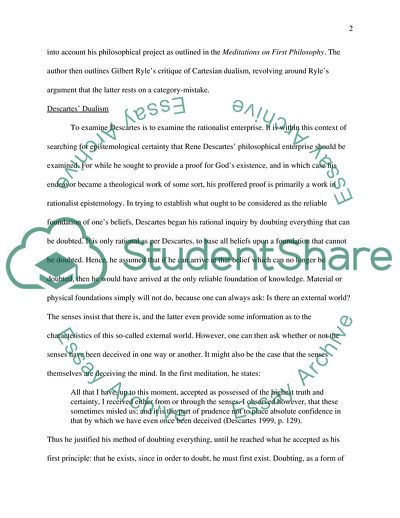 Critics to Dualism of Rene Descartes