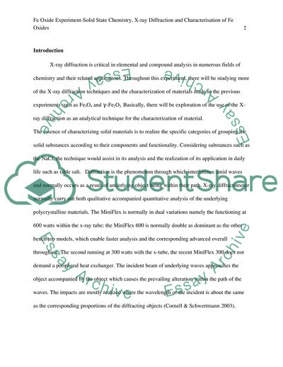 Fe Oxide Experiment-Solid State Chemistry - X-Ray Diffraction and Characterization of Fe Oxides