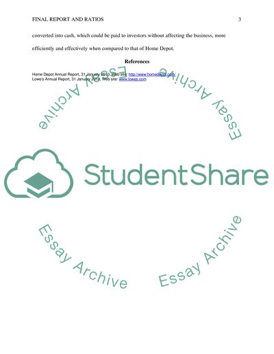 Final Report and Ratios