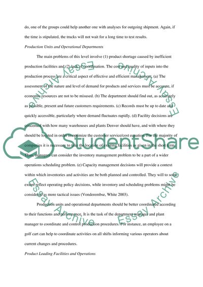 Designing a System of Control in the Denver Plant