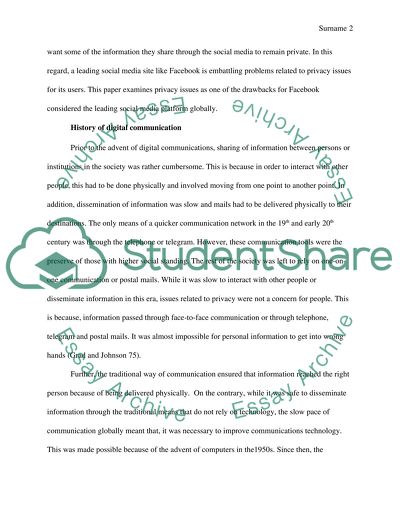 Facebook and Privacy Issues