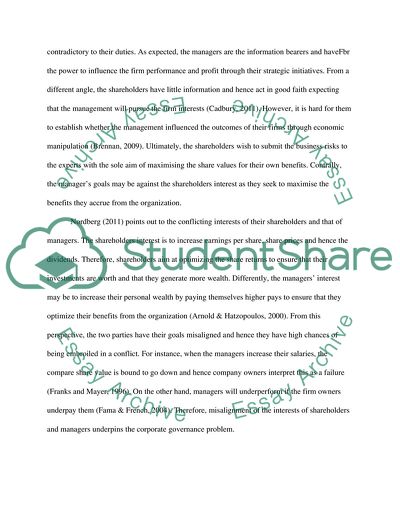 Agency Theory and Corporate Governance Problem